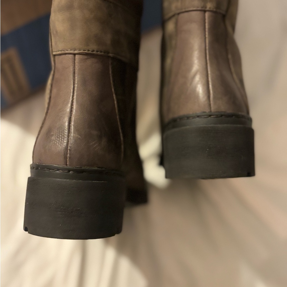 Timberland Graceyn Brown Tall Pull-On Waterproof Leather Boots w/Belt & Pocket • - Picture 13 of 17